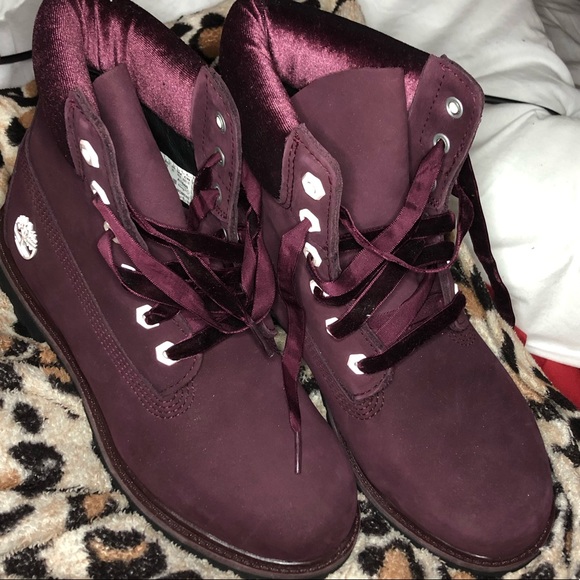 burgundy timbs womens